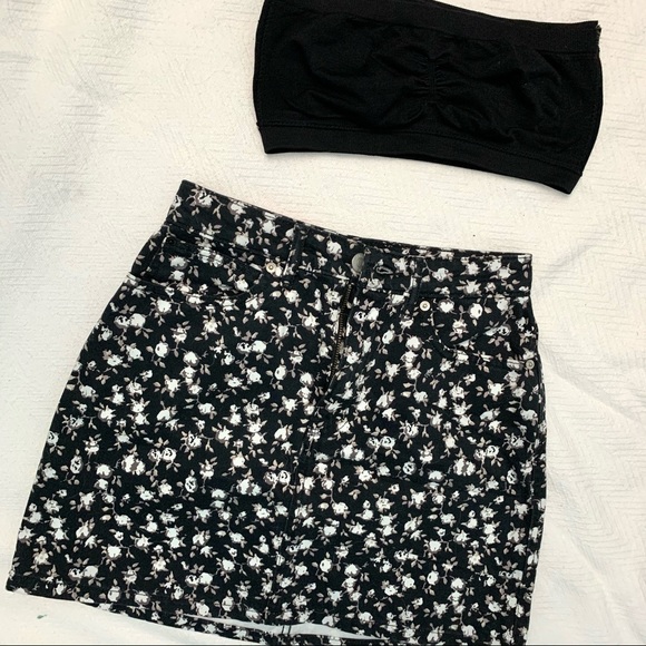 Calvin Klein Mini Floral Jean Skirt - Picture 1 of 2